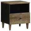 vidaXL Mesita de noche de madera maciza de mango gris claro 40x33x46cm