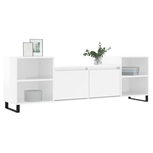 vidaXL Mueble para TV madera contrachapada blanco brillo 160x35x55 cm