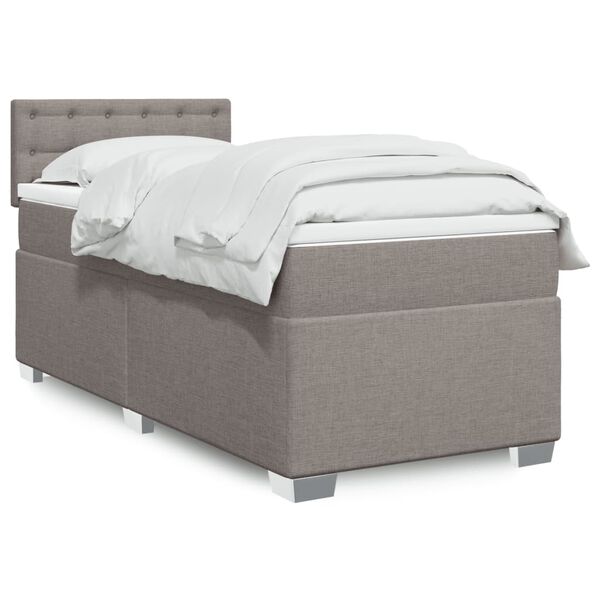vidaXL Cama box spring con colch&oacute;n tela gris taupe 100x200 cm