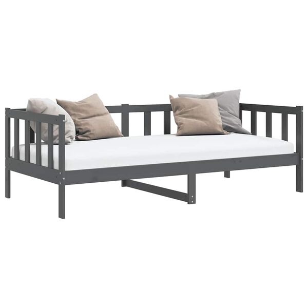 vidaXL Sof&aacute; cama sin colch&oacute;n madera maciza de pino gris 90x200 cm