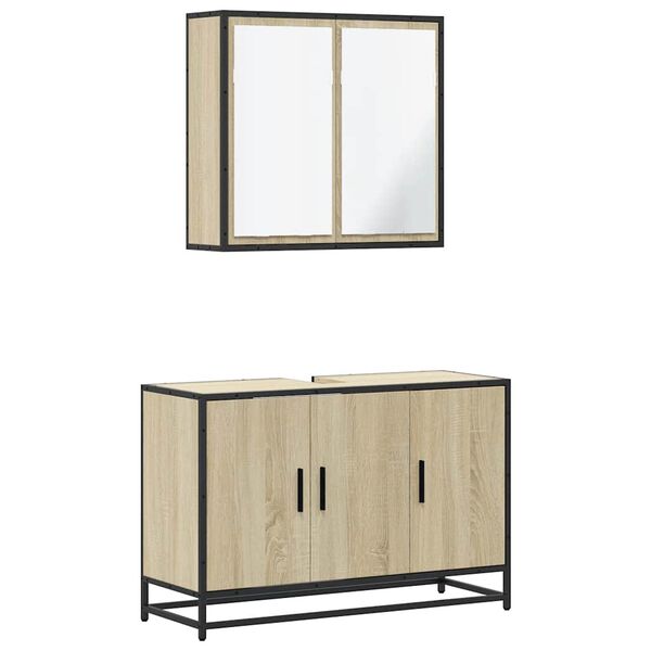 vidaXL Set de muebles de baño 2 pzas madera contrachapada roble Sonoma