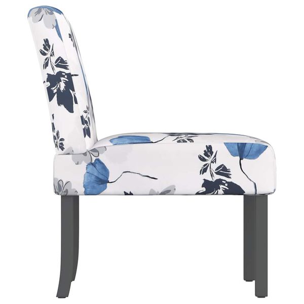 vidaXL Silla tapizada de tela con estampado de flores azul