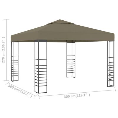 vidaXL Carpa de jardín con tejado retráctil gris taupe 3x3m 180 g/m²