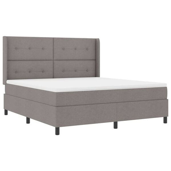 vidaXL Cama Box Spring LED con colch&oacute;n Taup&eacute; 180 x 200 cm tela