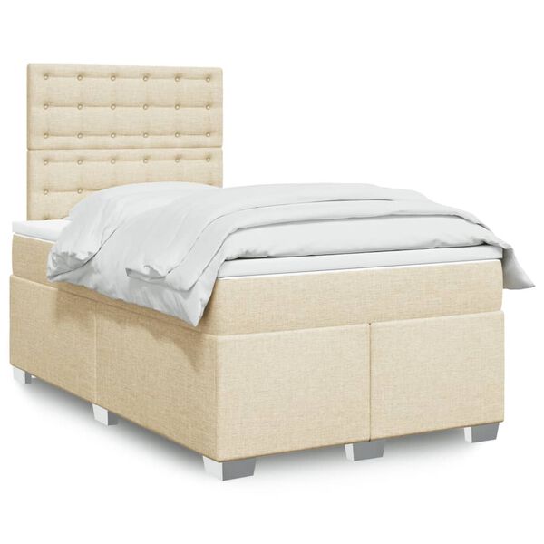 vidaXL Cama box spring con colch&oacute;n tela color crema 120x190 cm
