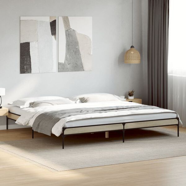 vidaXL Estructura cama madera ingenier&iacute;a metal roble Sonoma 180x200 cm