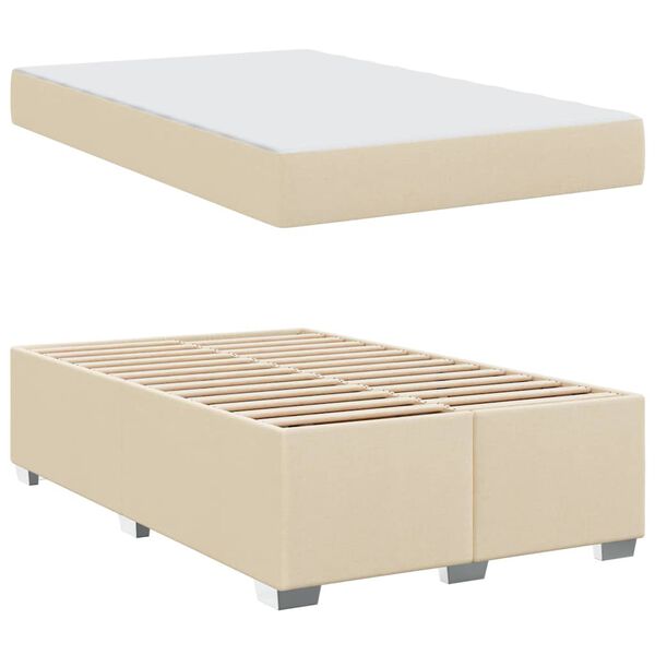 vidaXL Estructura de cama con colch&oacute;n Crema 120 x 200 cm tela