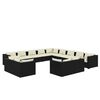 vidaXL Set de muebles de jard&iacute;n 13 pzas cojines rat&aacute;n sint&eacute;tico negro