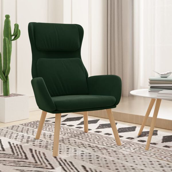 vidaXL Sillón de relax de terciopelo verde oscuro