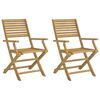 vidaXL Sillas plegables, 2 unidades, 54,5 x 61,5 x 86,5 cm, madera maciza de acacia.