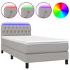 vidaXL Cama box spring colch&oacute;n y luces LED tela gris claro 90x200 cm