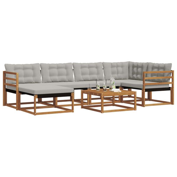 vidaXL Conjunto de sof&aacute;s de exterior 7 pcs Gris Natural y Claro