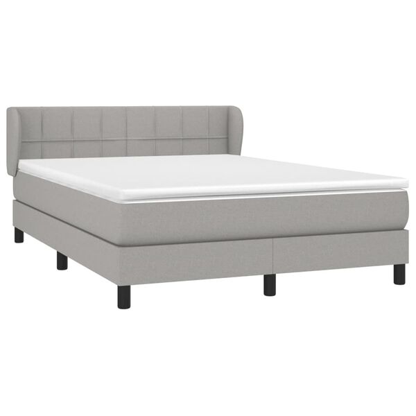 vidaXL Cama box spring con colch&oacute;n tela gris claro 140x200 cm