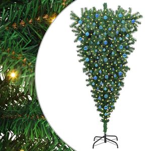 vidaXL &Aacute;rbol de Navidad artificial preiluminado al rev&eacute;s con juego de bolas