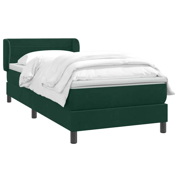 vidaXL Cama box spring con colch&oacute;n terciopelo verde oscuro 90x220 cm