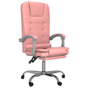 vidaXL Silla de oficina reclinable masaje cuero sint&eacute;tico rosa