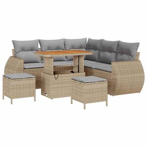 vidaXL Conjunto de sof&aacute;s de jard&iacute;n 8 pcs Beige rat&aacute;n sint&eacute;tico