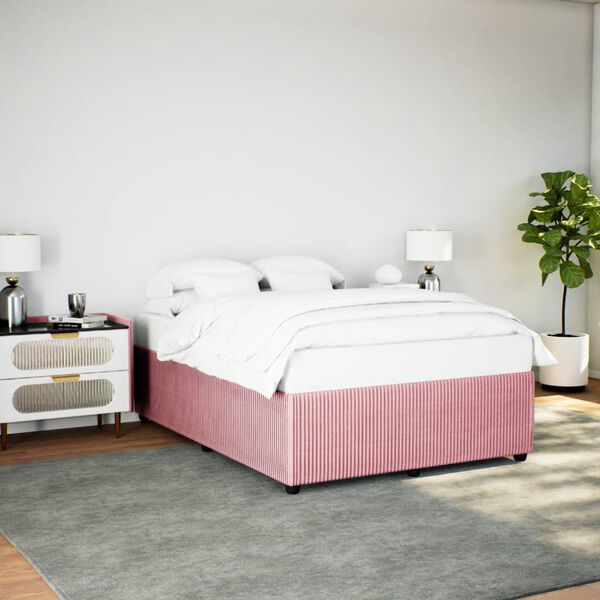 vidaXL Estructura de cama sin colch&oacute;n terciopelo rosa 160x200 cm