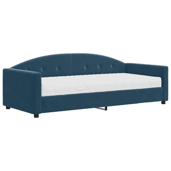 vidaXL Sof&aacute; cama con colch&oacute;n terciopelo azul 90x200 cm