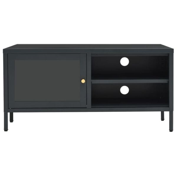 vidaXL Mueble para TV acero y vidrio gris antracita 90x30x44 cm