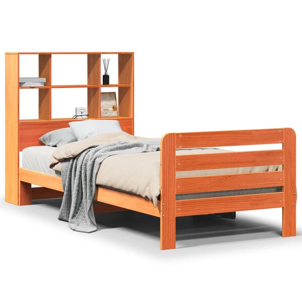 vidaXL Estructura de cama sin colch&oacute;n madera maciza marr&oacute;n 90x190 cm