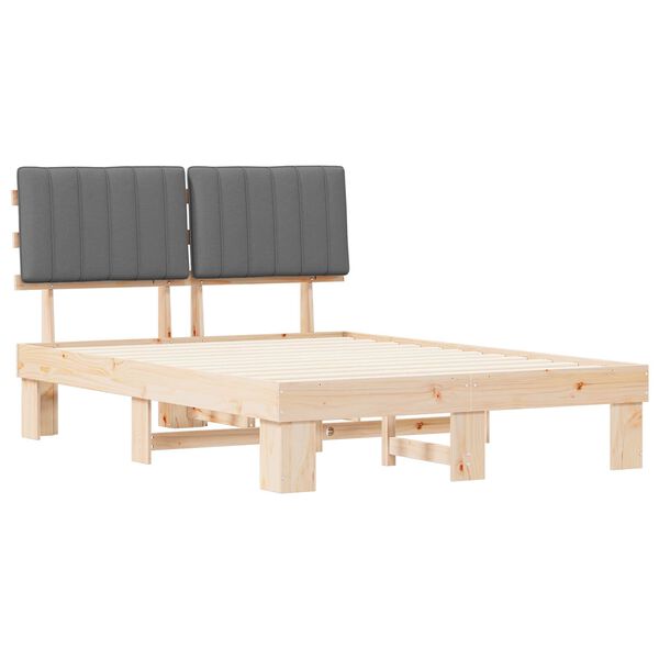 vidaXL Estructura de Cama con Cabecera Tapizada Gris Claro