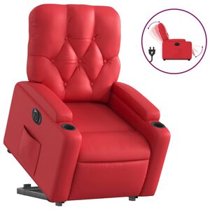 vidaXL Sill&oacute;n elevable el&eacute;ctrico cuero artificial rojo