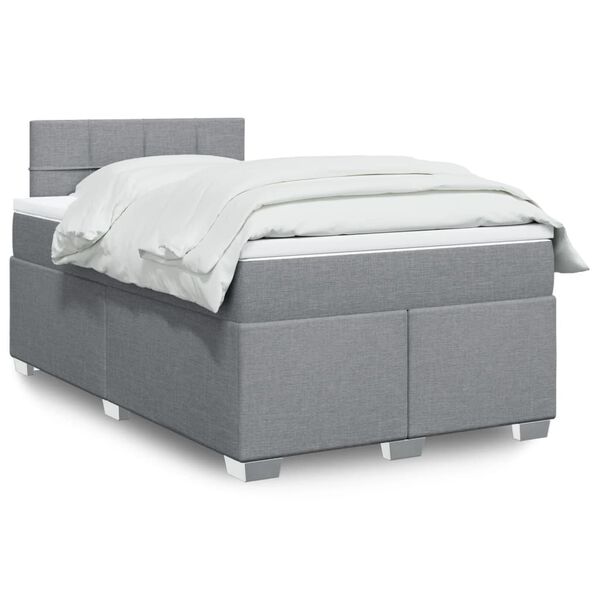 vidaXL Cama box spring con colch&oacute;n tela gris claro 120x190 cm