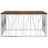 vidaXL Mesa de centro acero inoxidable y madera reciclada plateada