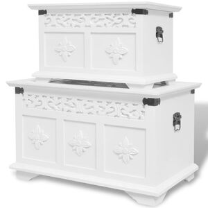 vidaXL Set de ba&uacute;les de almacenamiento 2 unidades blanco