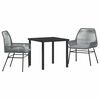 vidaXL Conjunto de Comedor de Jard&iacute;n 3 pcs Gris rat&aacute;n sint&eacute;tico