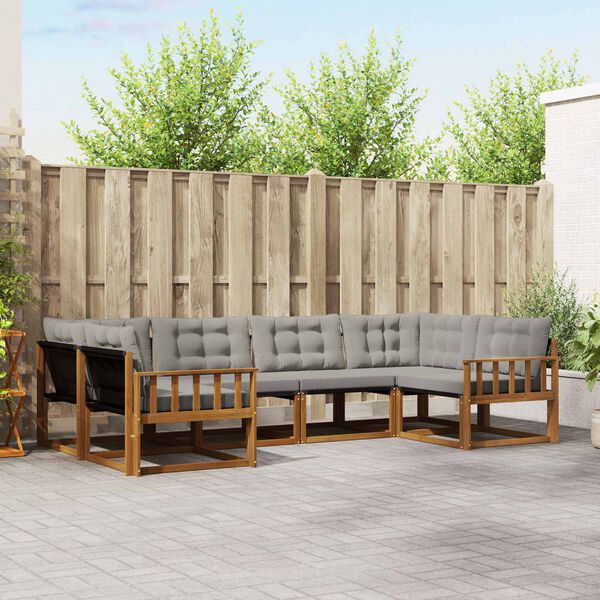 vidaXL Conjunto de sof&aacute;s de exterior 6 pcs Gris Natural y Claro