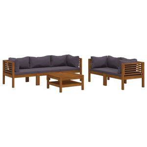 vidaXL Muebles de jard&iacute;n 6 pzas cojines madera maciza de acacia