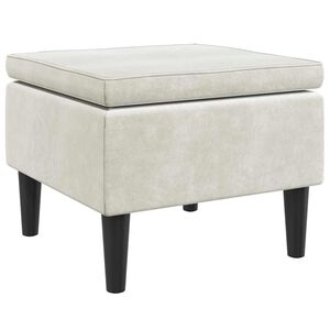 vidaXL Taburete con patas de madera y terciopelo color crema