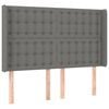 vidaXL Cabecero con orejas de tela gris oscuro 147x16x118/128 cm