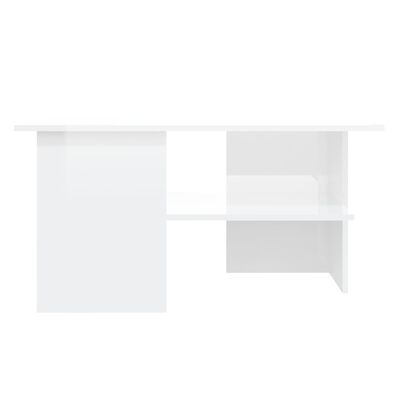vidaXL Mesa de centro madera contrachapada blanco brillo 90x60x46,5 cm