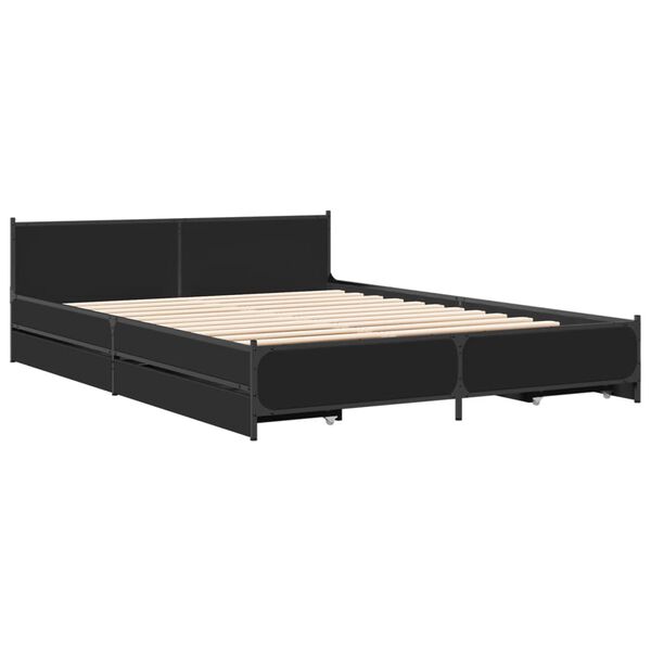 vidaXL Cama con cajones madera de ingenier&iacute;a negro 120x200 cm