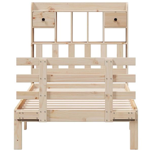 vidaXL Cama con estantería sin colchón madera maciza de pino 100x200cm