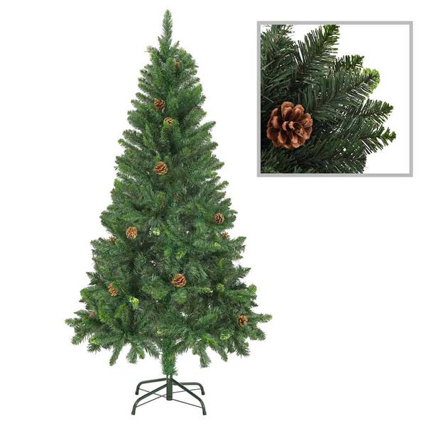 vidaXL Árbol de Navidad preiluminado con luces y bolas verde 150 cm