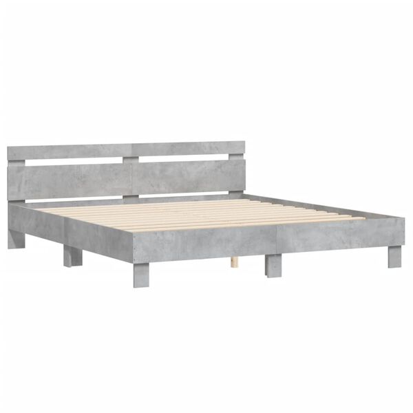 vidaXL Cama con cabecero madera ingenier&iacute;a gris hormig&oacute;n 200x200 cm