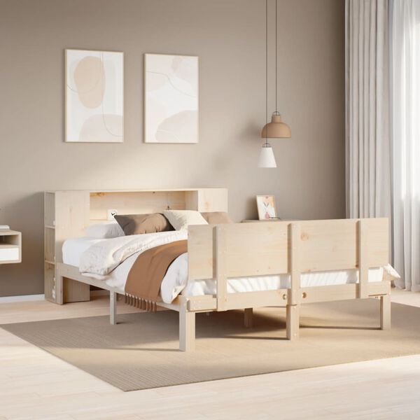 vidaXL Cama con estantería sin colchón madera maciza de pino 120x200cm