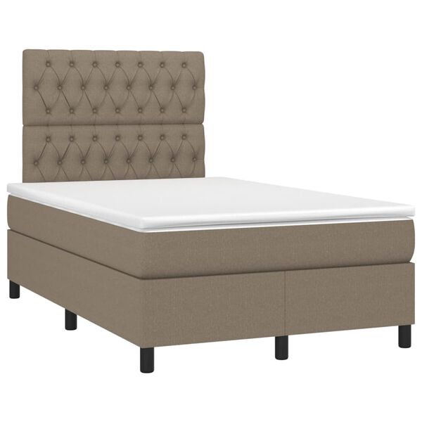 vidaXL Cama box spring con colch&oacute;n tela gris taupe 120x200 cm