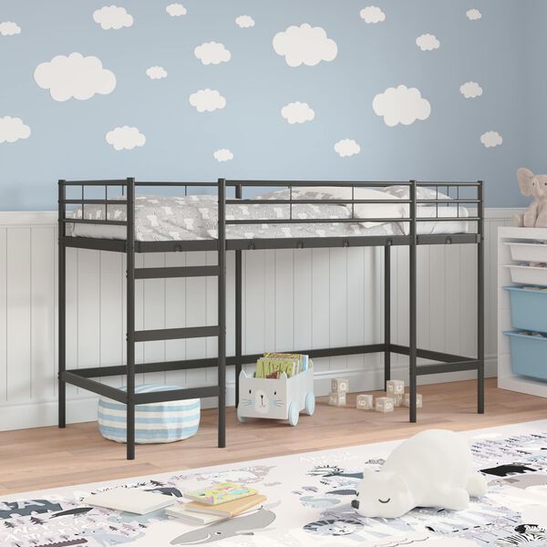 vidaXL Estructura de litera para ni&ntilde;os Negro 90 x 190 cm Acero