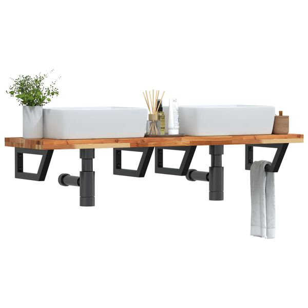 vidaXL Estante de lavabo de pared acero y madera maciza de acacia