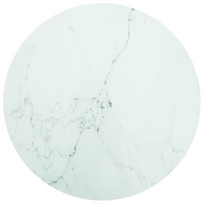 vidaXL Tablero de mesa diseño mármol vidrio templado blanco Ø70x0,8 cm