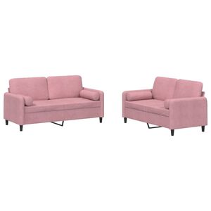 vidaXL Juego de sof&aacute;s con cojines 2 piezas terciopelo rosa