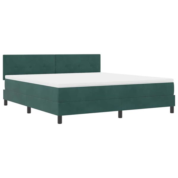 vidaXL Cama Box Spring LED Verde oscuro 180 x 200 cm Terciopelo