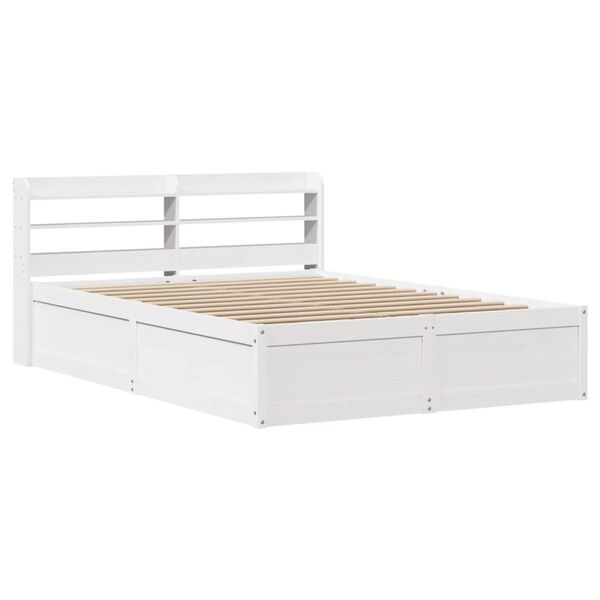 vidaXL Estructura de cama con cabecero madera de pino blanco 150x200cm