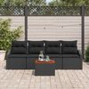vidaXL Conjunto de sof&aacute;s de jard&iacute;n 5 pcs Negro rat&aacute;n sint&eacute;tico
