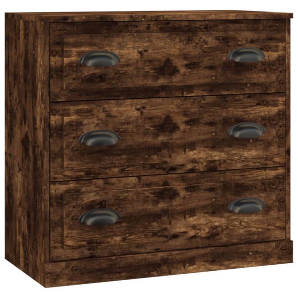 vidaXL Aparadores 3 piezas madera contrachapada roble ahumado